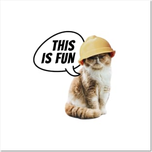 This is fun. Cat with hard hat. Posters and Art